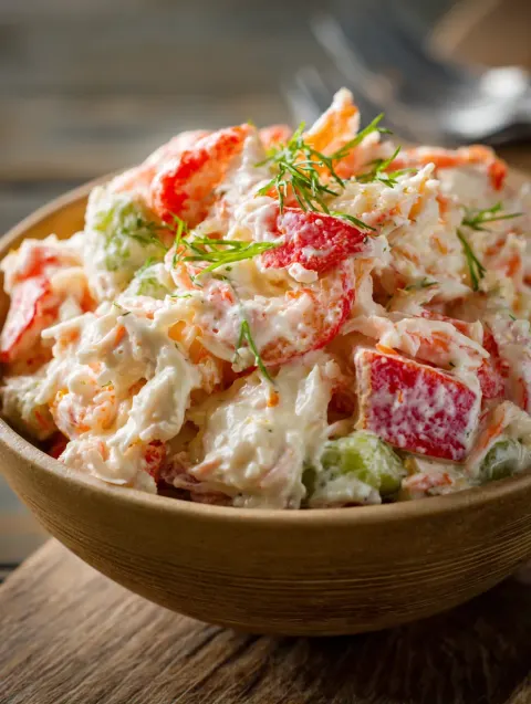 Creamy Seafood Salad with Imitation Crab – Cool, Flavorful & Incredibly Easy 🦀🥗