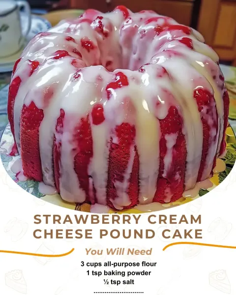 Strawberry Cream Cheese Pound Cake