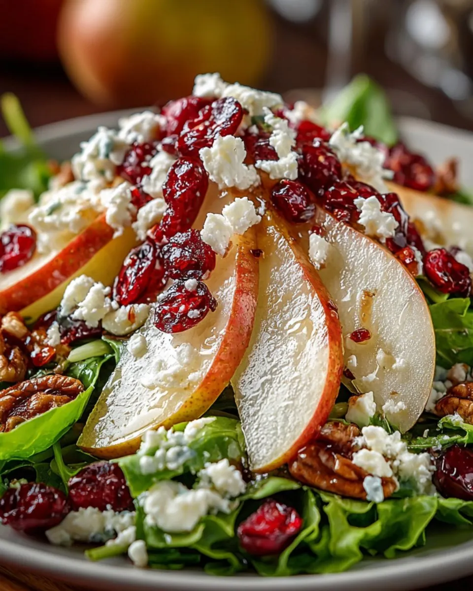 Pear, Apple & Cranberry Christmas Salad with Feta Snowflakes