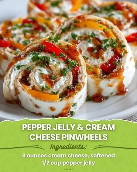 Pepper Jelly & Cream Cheese Pinwheels