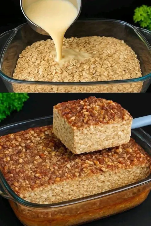 No Flour, No Sugar Oatmeal Breakfast Bake (With Fruit, Eggs, and Walnuts)