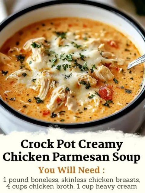 Crock Pot Creamy Chicken Parmesan Soup