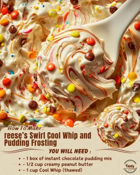 Reese’s Swirl Cool Whip and Pudding Frosting