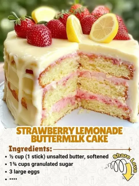 Strawberry Lemonade Buttermilk Cake