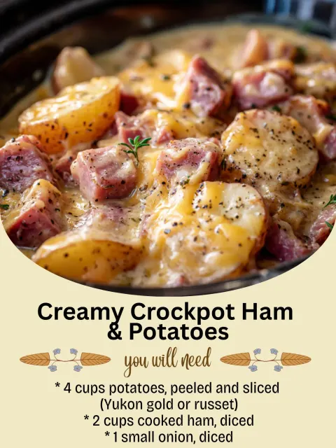 🍖 Creamy Crockpot Ham & Potatoes 🧀✨