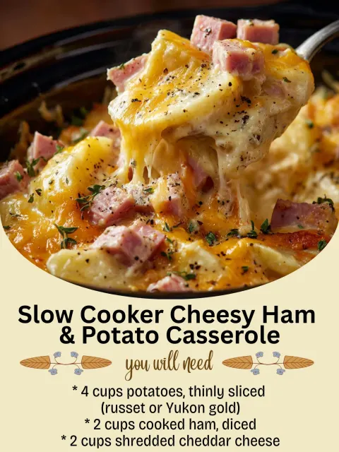 🧀 Slow Cooker Cheesy Ham & Potato Casserole 🍖✨