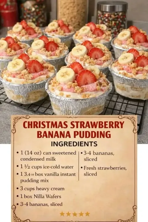 Christmas Strawberry Banana Pudding