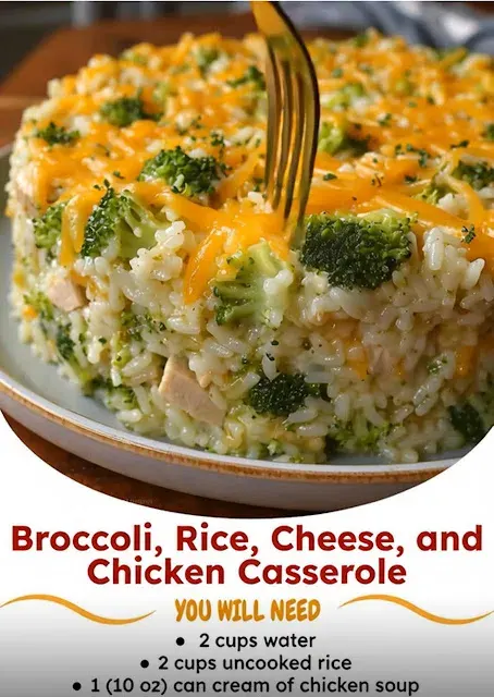 Broccoli, Rice, Cheese, and Chicken Casserole 😋