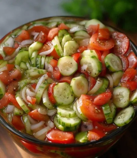 Marinated Cucumbers, Onions, and Tomatoes
