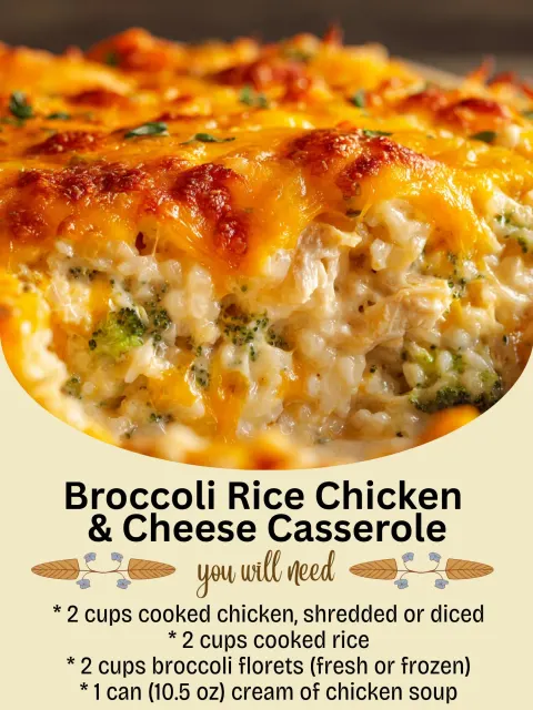 Broccoli Rice Chicken & Cheese Casserole