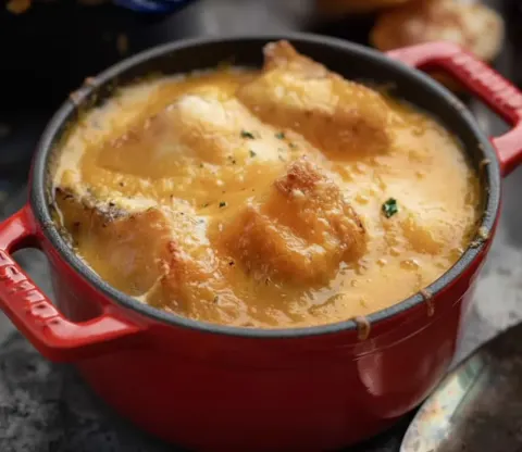 Roasted Tomato Soup with Grilled Cheese Croutons