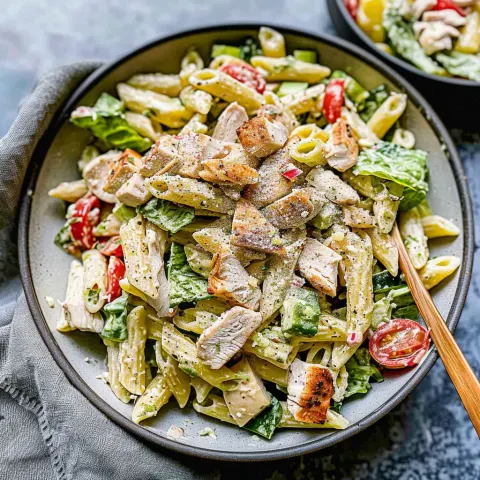 Chicken Caesar Pasta Salad (Creamy, Fresh & Crowd-Pleasing)