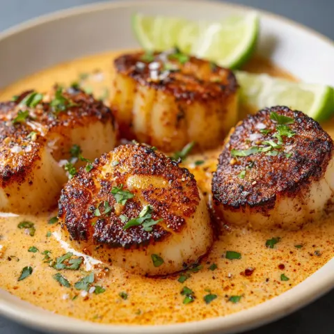 Seared Scallops with Spicy Cajun Cream Sauce