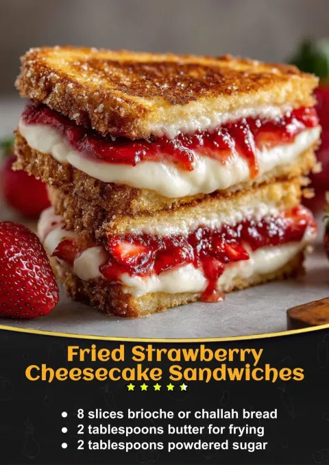 Fried Strawberry Cheesecake Sandwiches