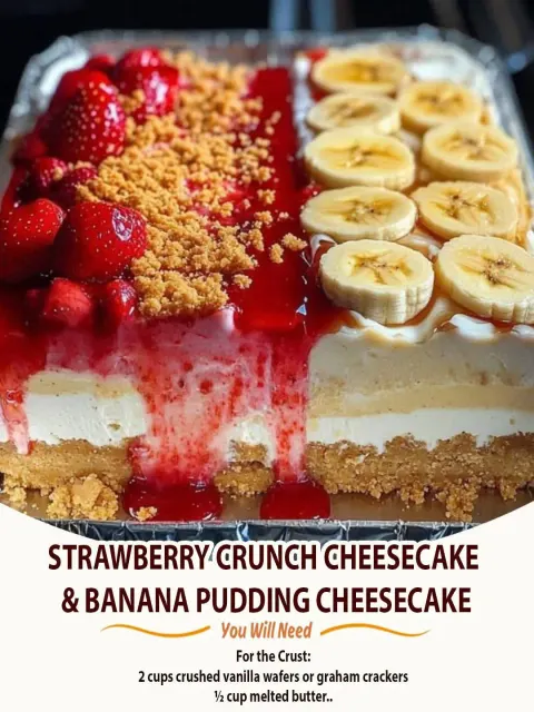 Strawberry Crunch Cheesecake & Banana Pudding Cheesecake