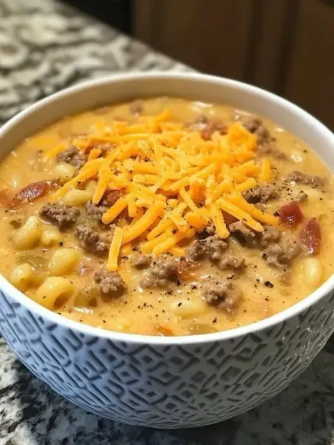 Creamy Cheeseburger Soup with Macaroni