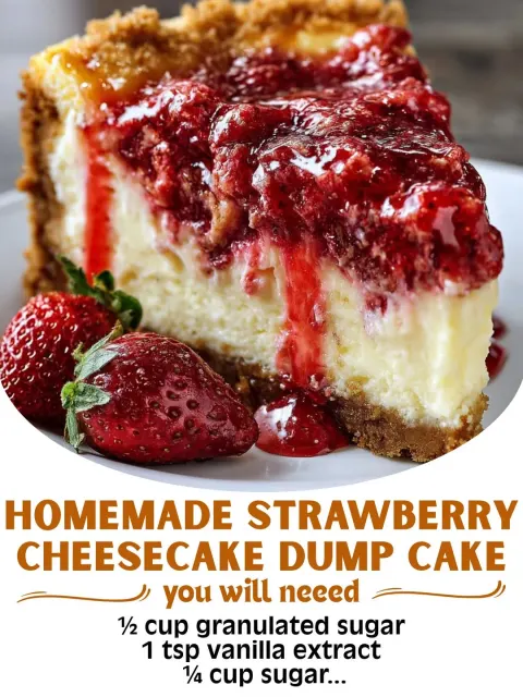 Homemade Strawberry Cheesecake Dump Cake – Sweet, Creamy & Effortless!