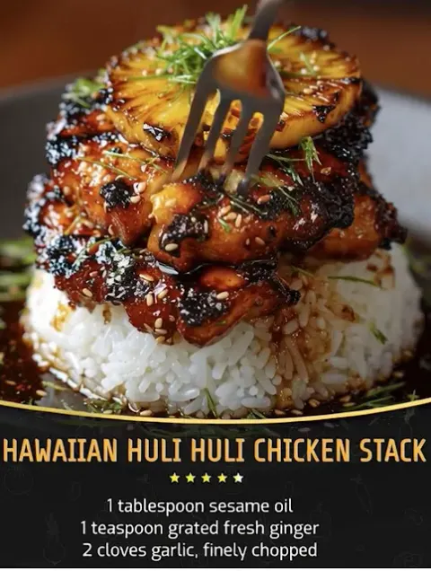 Hawaiian Huli Huli Chicken Stack