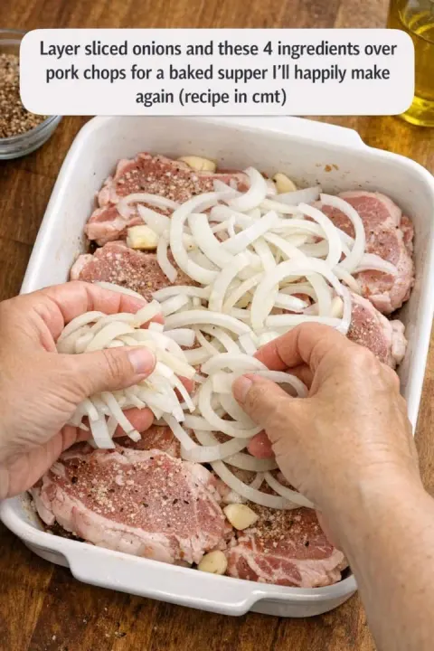 Layered Onion Pork Chops Bake – A Simple 4-Ingredient Baked Supper