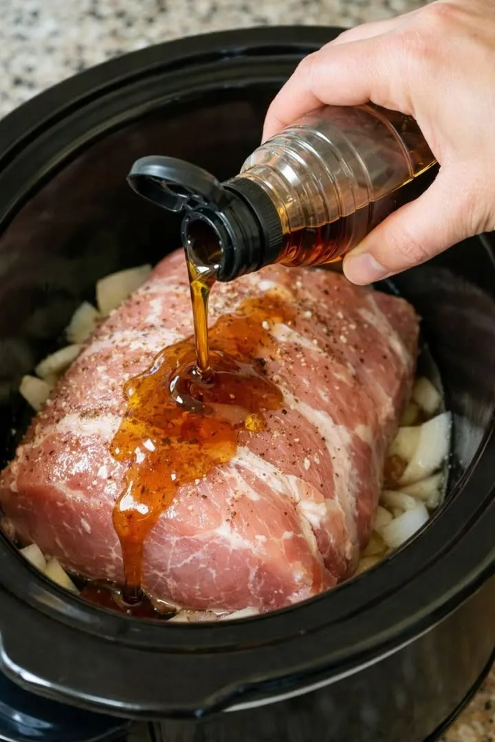 Slow Cooker Maple Dijon Pork Loin — 5 Ingredients, Zero Stress, All Cozy Comfort!