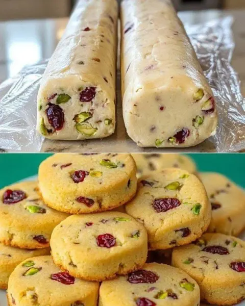 Cranberry Pistachio Slice-and-Bake Cookies