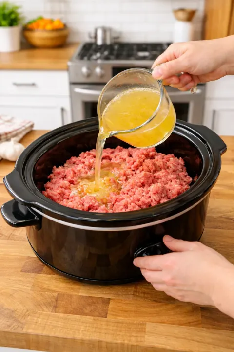Creamy Slow Cooker Ground Beef with Chicken Broth (4-Ingredient Comfort Recipe)