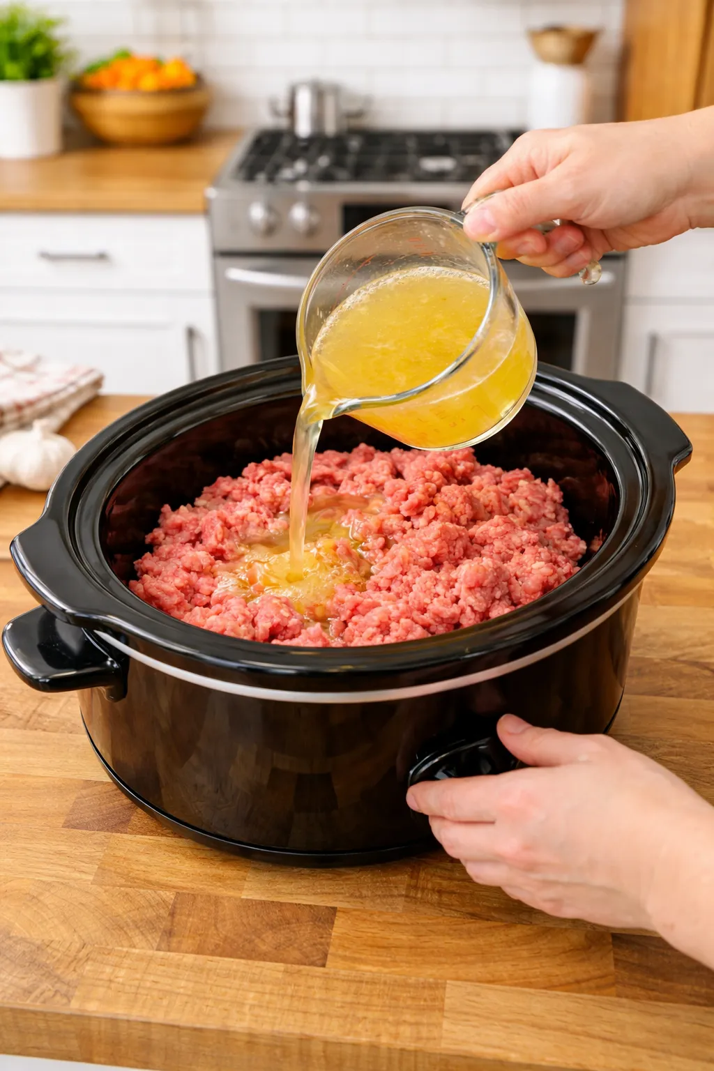Creamy Slow Cooker Ground Beef with Chicken Broth (4-Ingredient Comfort Recipe)