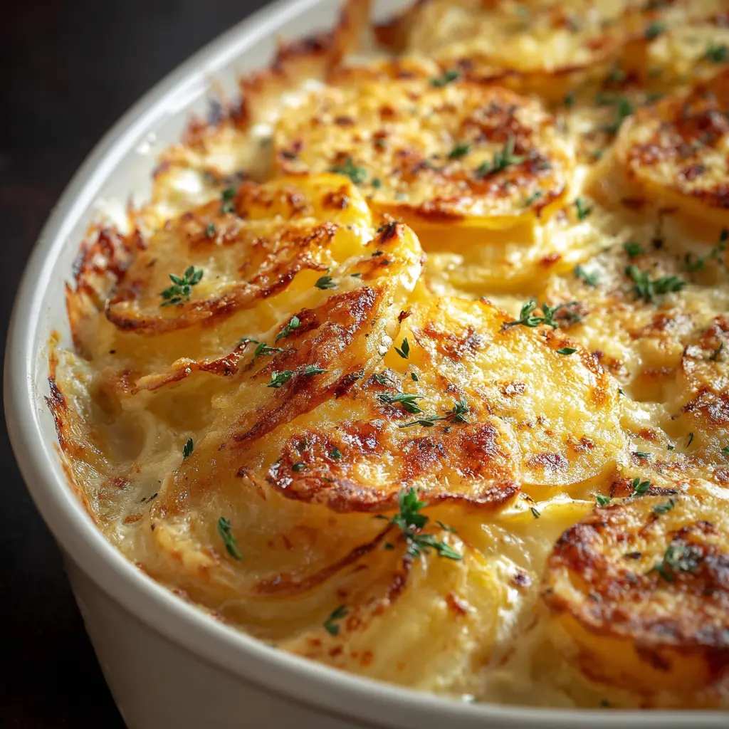 Creamy Scalloped Potatoes with Turkey Bacon and Chicken Ham Delight