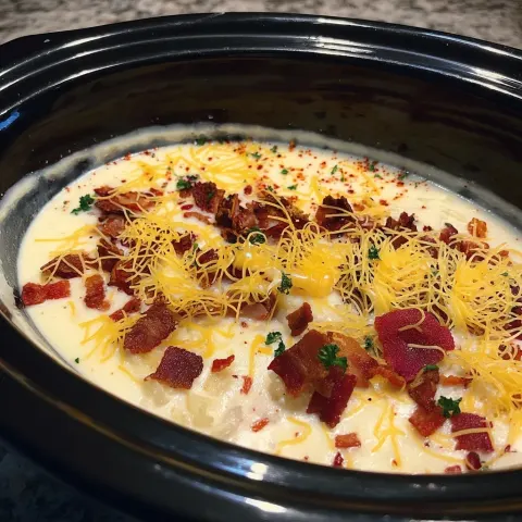 Easy Crockpot Potato Soup with Frozen Hashbrowns (Creamy, Cozy & Effortless!)