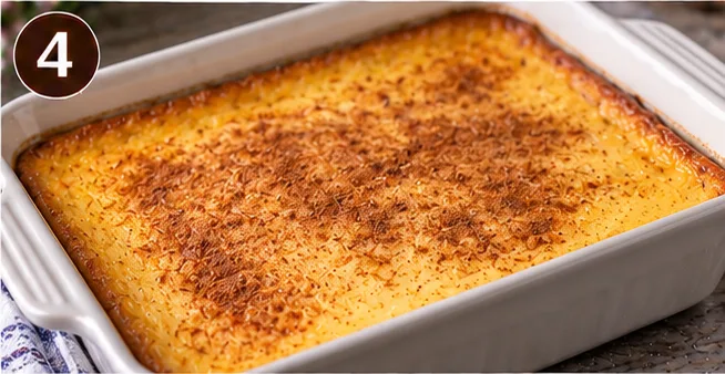 Baked custard with a deeply golden, caramelized top