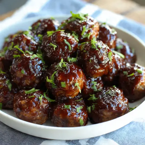 3-Ingredient Crockpot Meatballs with BBQ Glaze Drizzle