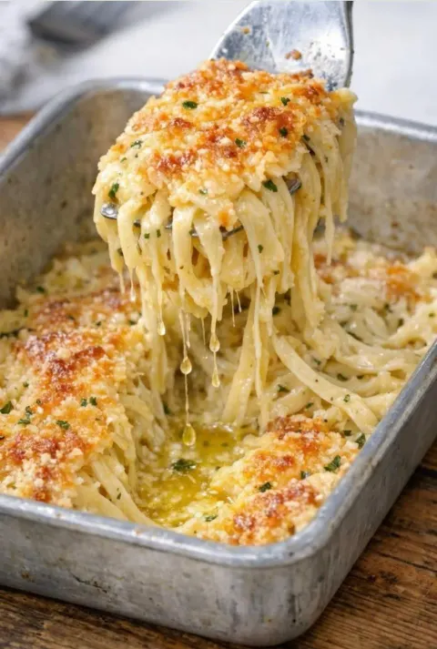 Baked Garlic Parmesan Noodles