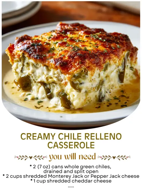 Creamy Chile Relleno Casserole – Easy, Cheesy & Comforting Mexican-Inspired Bake 🌶️🧀