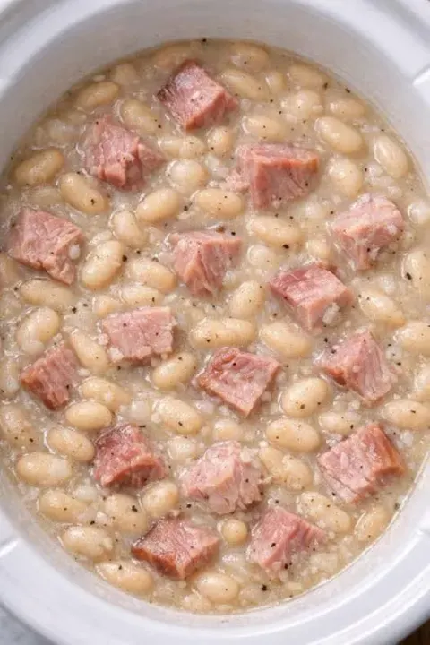 Slow Cooker 3-Ingredient Ham and Beans