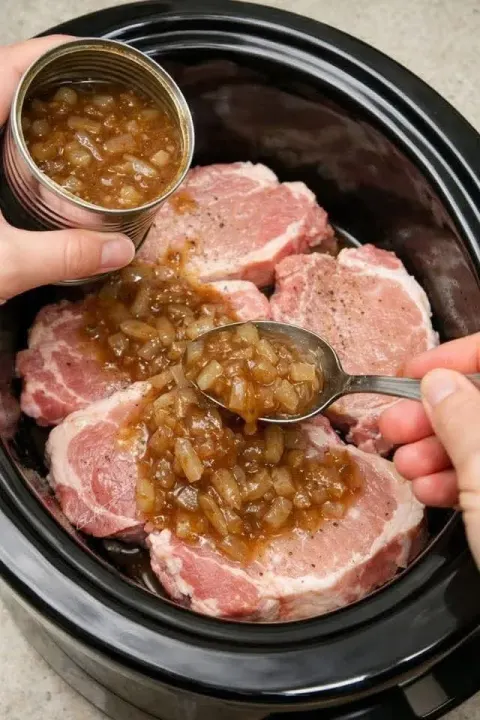 Slow Cooker French Onion Pork Chops