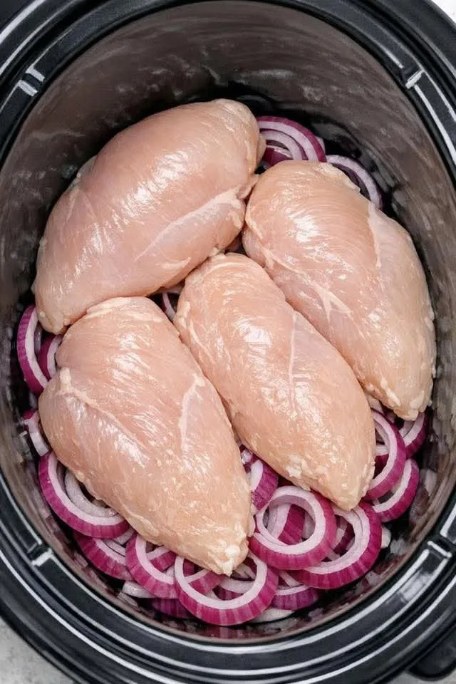 Slow Cooker Chicken with Red Onion and Ranch Seasoning