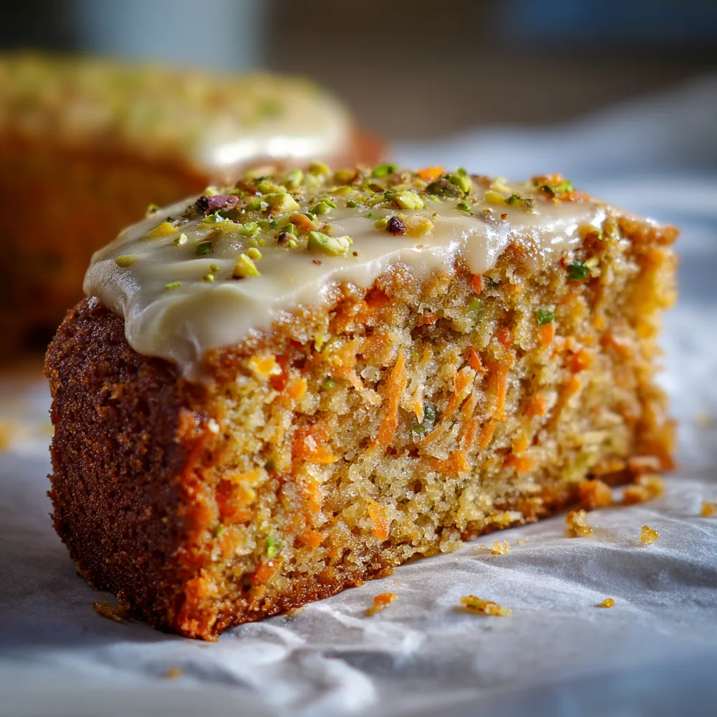Unbelievably Moist Carrot Pistachio Cake with Dreamy Glaze