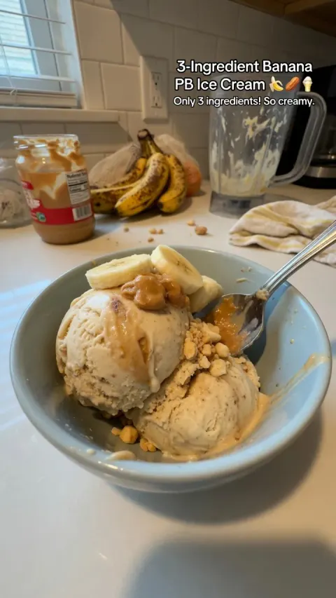 3-Ingredient Banana Peanut Butter Ice Cream