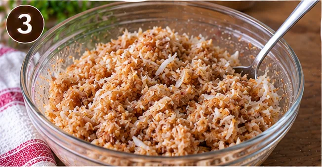 Grated coconut mixed with brown sugar and cinnamon for the filling