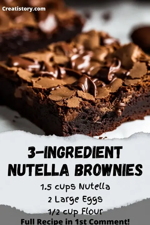 3-Ingredient Nutella Brownies 🍫