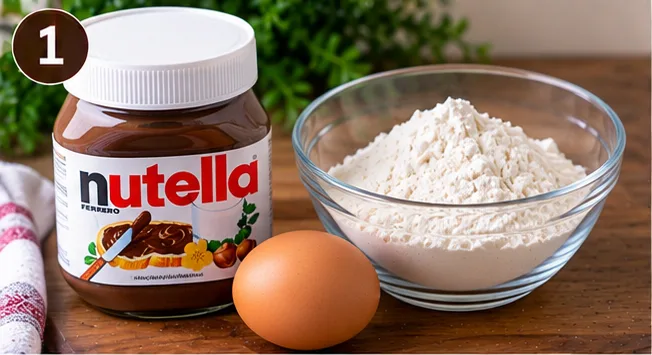 Nutella, egg, and flour for 3-ingredient Nutella cookies