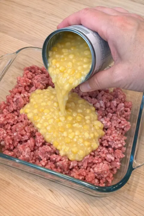 Oven Baked 5-Ingredient Amish Beef and Corn Casserole