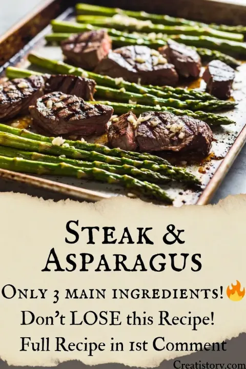 Sheet Pan Garlic Butter Steak & Asparagus 🥩🥦
