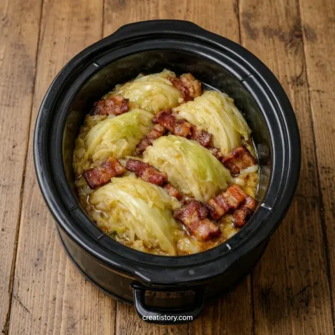 Slow Cooker Braised Cabbage and Bacon