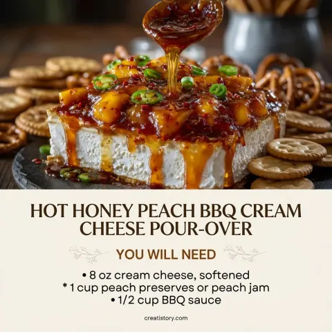 🍑🔥 Hot Honey Peach BBQ Cream Cheese Pour-Over 🧀🌶️
