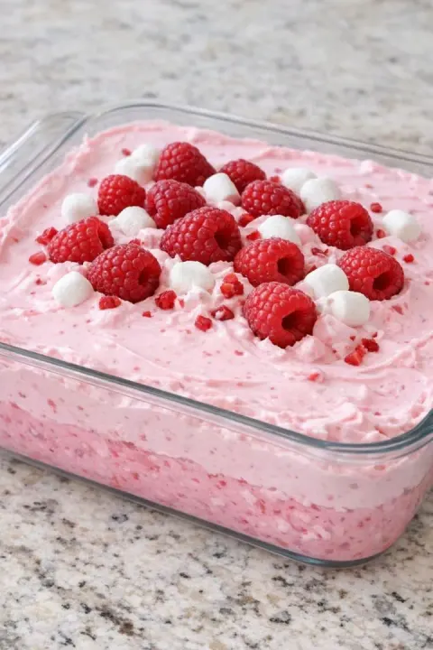3-Ingredient Raspberry Fluff Dessert 🍇🍨