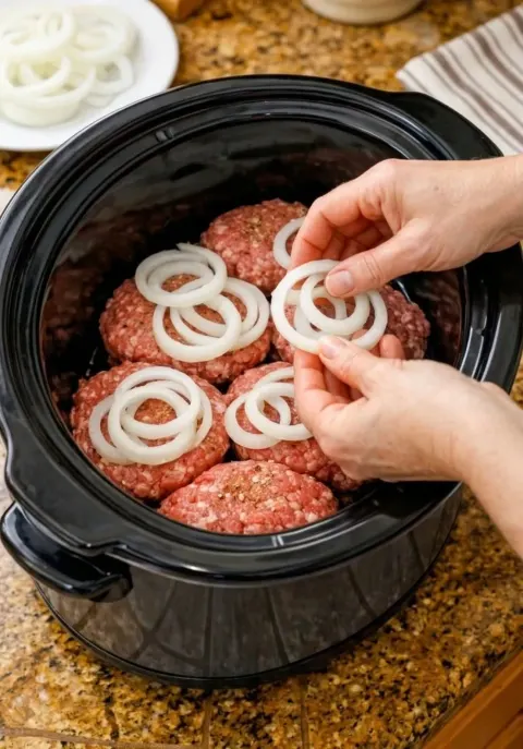 Slow Cooker Smothered Hamburger Steaks 🥩🍄
