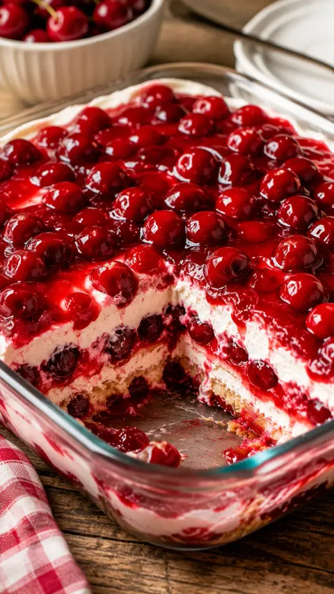 Cherry Delight (No-Bake Cherry Cheesecake Dessert)