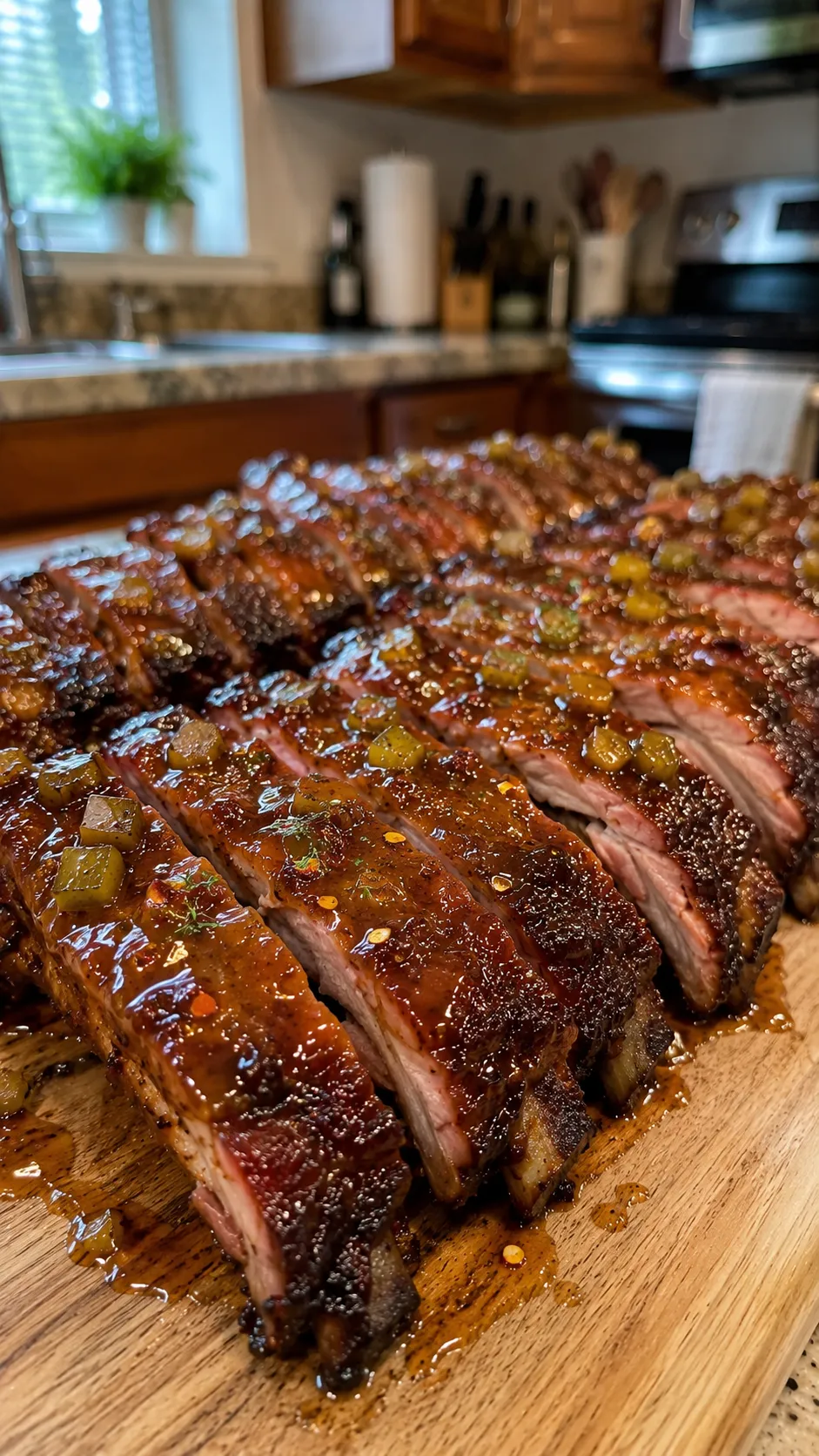 Smoked Party Ribs with Dill Pickle Hot Honey Glaze
