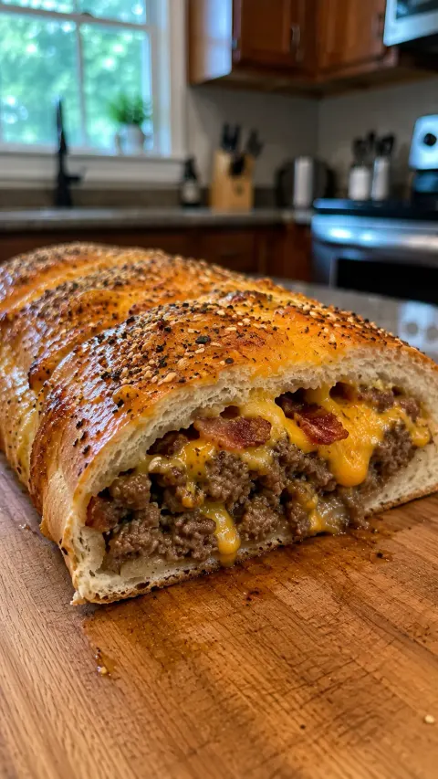 Stuffed Cheesy Beef Bread Delight